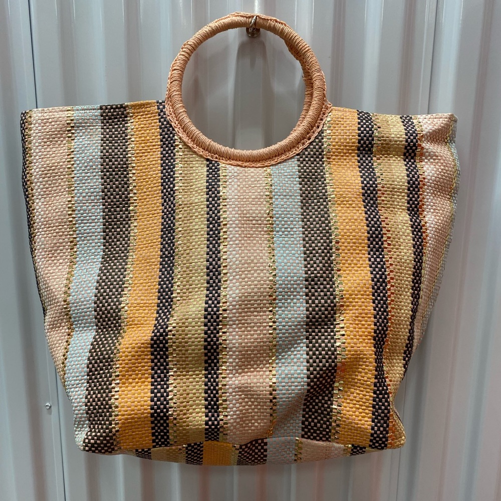Peachy toned with gold accents beach bag tote